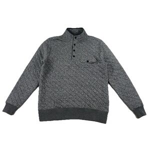 Faherty Epic Quilted Fleece Pullover Snap Button Gray Men's Small